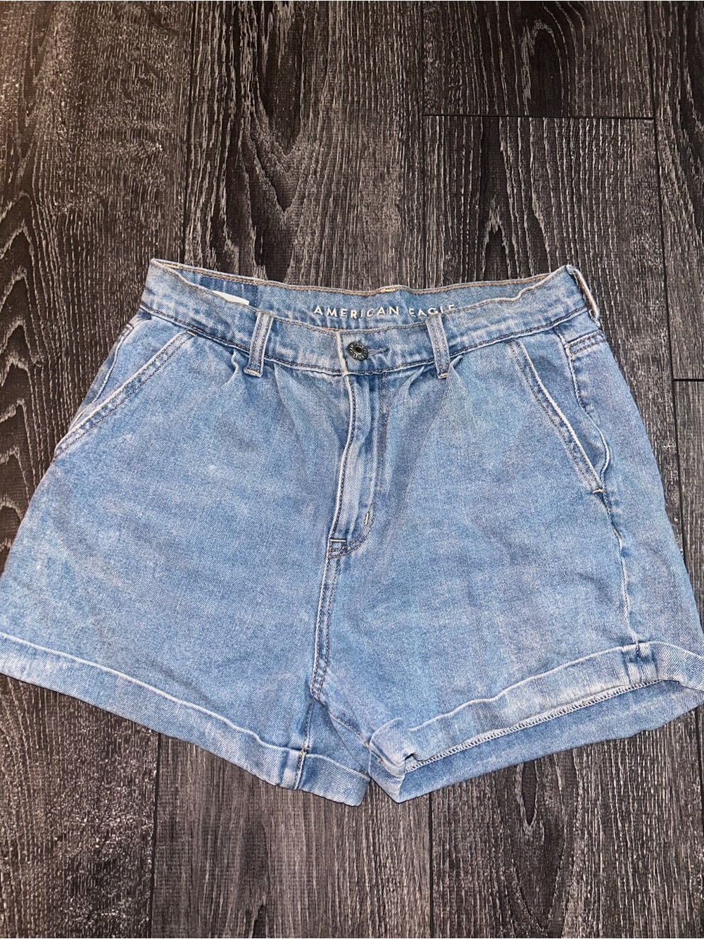 American Eagle Outfitters Light Blue Denim Women's High-Waist Shorts